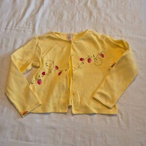 Gymboree girls size 9 yellow sweater with embroidered strawberries, craft paint
